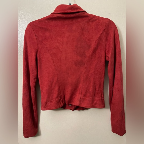 Papaya Women’s Faux Suede Red Orange Zippered Sweater, size Small - Picture 3 of 5